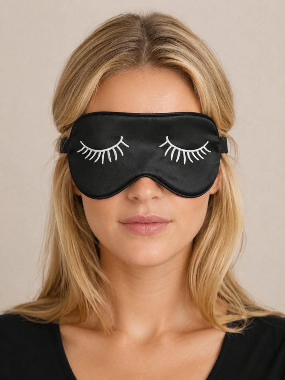 2/$30 NEW Eye Lash Black Sleep Mask Feminine Night Black Out Sleeping Eyes
